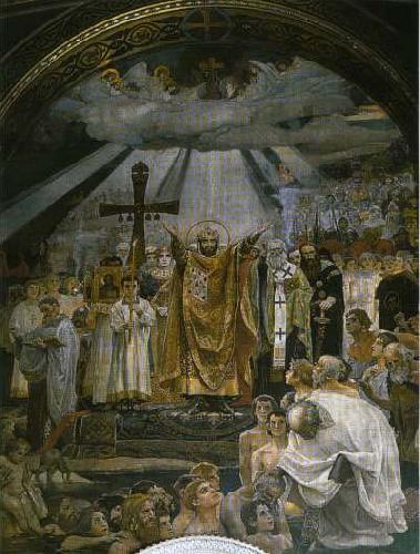 Viktor Vasnetsov The Baptism of Kievans. oil painting picture